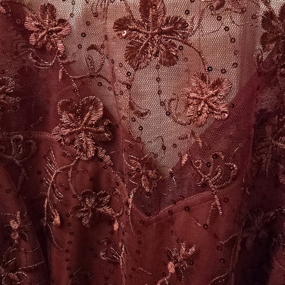 Adrianna Papell Deep Red Floral Lace Dress Size 16 Wedding Guest - Picture 3 of 8